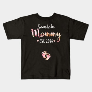 Soon To Be Mommy Est 2024 For Mom Pregnancy Kids T-Shirt